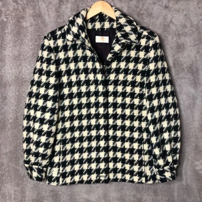 Abrigo de lana vintage Pendelton pata de gallo para mujer 10 forrado en blanco y negro hecho en EE. UU. Foto 1 de 4