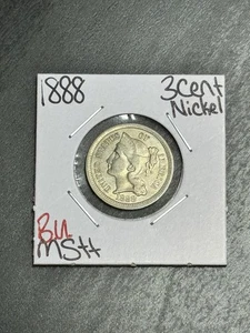 Moneda tipo 3c de tres centavos de níquel 1888 BU sin circular MS++ EE. UU. (Raw16764) - Imagen 1 de 2