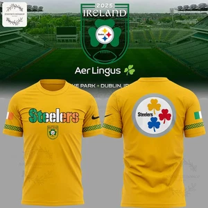 T-Shirt Pittsburgh Steeler Irland 2025 Dublin Game gelb 3D - Bild 1 von 2