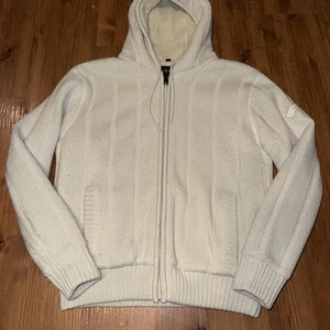 SCHOTT NYC Heavyweight Hooded Fur Wool Sweater Coat Men’s size Medium - Picture 1 of 8