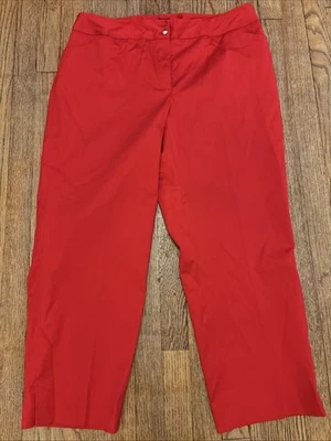 JONES NEW YORK Signature Woman Size 14W Red Stretch Straight Leg Ankle Pants - Image 1 of 3