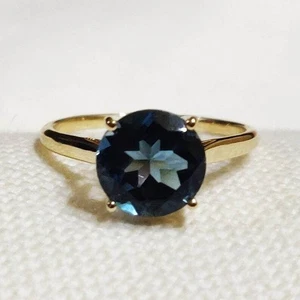 Anillo de compromiso solitario topacio azul Londres natural anillo de oro macizo de 18 quilates - Imagen 1 de 7