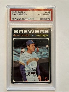 1971 Topps #637 Dave Bristol Milwaukee Brewers Autographed Signed PSA AUTHENTIC - Picture 1 of 6