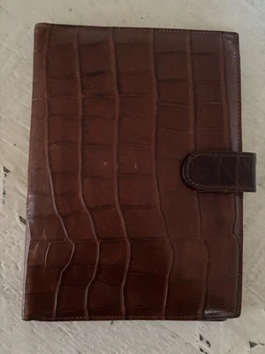 Vintage Dooney Bourke Leather Planner Wallet Croco-Embossed Brown Leather  8.5x6 - Image 1 of 4