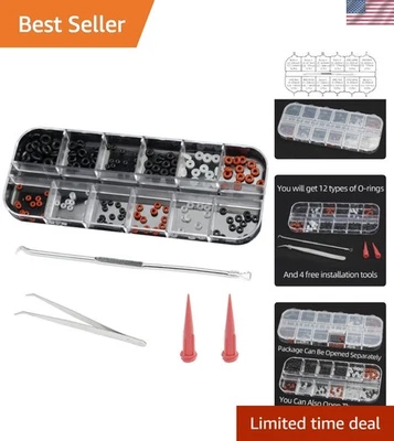 Surtido de juntas tóricas de 12 tamaños 144 piezas - caucho de nitrilo duradero con estuche de almacenamiento Foto 1 de 4