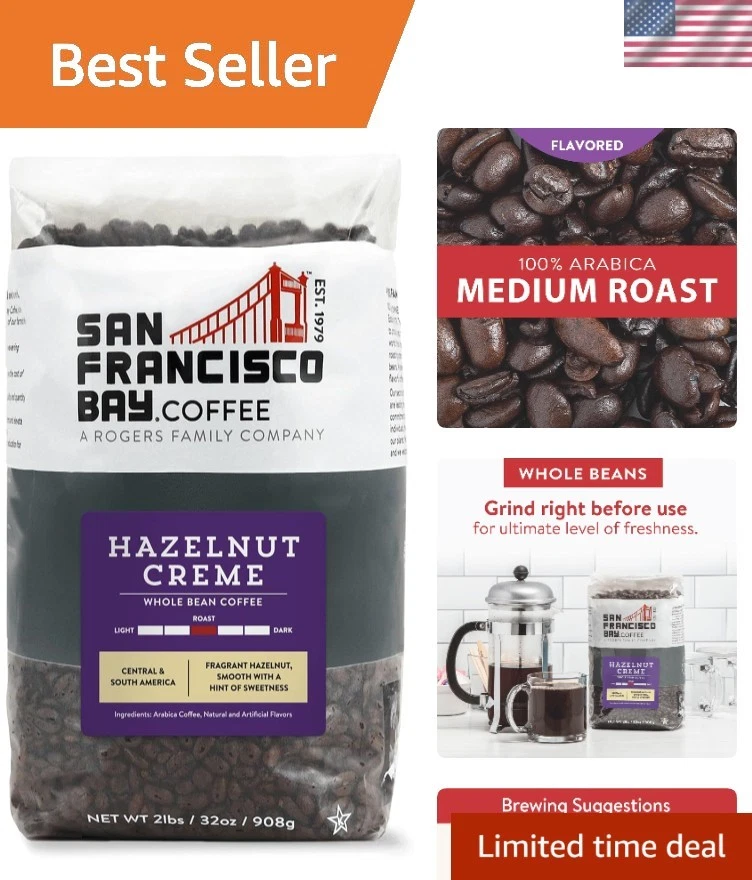 Sustainable Hazelnut Crème Whole Bean Coffee - Medium Roast 2 lb Bag of Goodness - Image 1 of 4