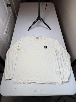 Camiseta blanca de manga larga Stone Island dirty stain para hombre talla M usada Foto 1 de 4