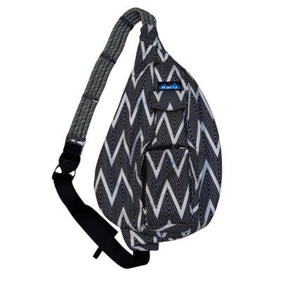 Kavu Rope Sling Crossbody Black & White Geometric Print Bag - Image 1 of 4