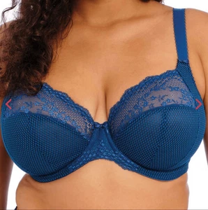 Elomi 38DD NWT Charley Stretch Lace Underwire Plunge Bra blue lingerie - Picture 1 of 8