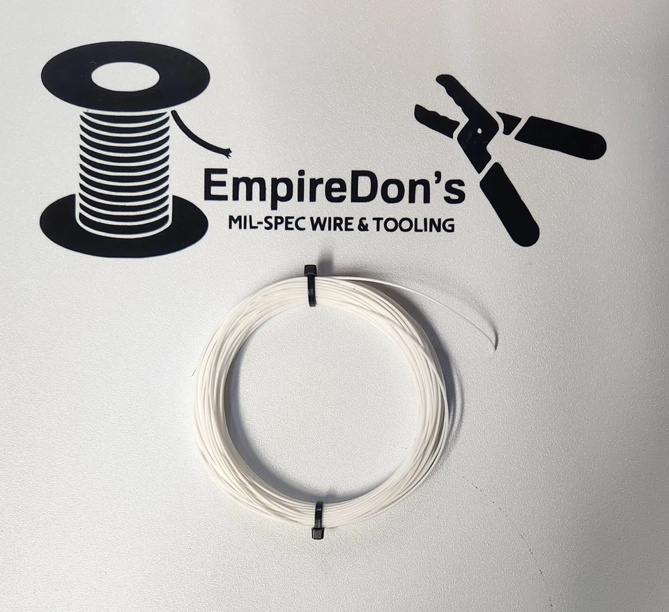 26 AWG (600V) blanco, alambre Mil-Spec (PTFE) trenzado plateado cobre 50 pies Foto 1 de 1