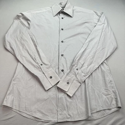 Zegna Shirt Mens Small II Gray Oxford Academia Preppy Dress Business Stretch - Image 1 of 4