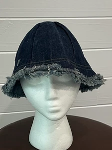 Vintage 1970s LEVIS Denim Blue Orange Tab Bucket Hat, Reversible Raw Seem - Picture 1 of 15