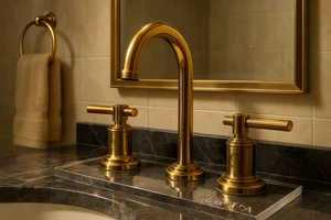 KALLISTA Central Park West Unlacquered Brass Widespread Faucet Set - Picture 1 of 9