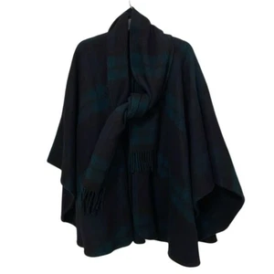 Creagaran Vintage Black Watch Tartan Plaid Wool Cape Ruana OS Made in Scotland - Picture 1 of 10