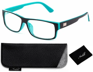 Gafas de moda con lente transparente negra azulada marco rectangular sin receta - Imagen 1 de 2