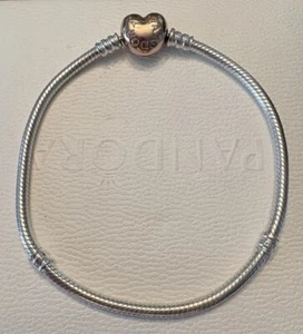 Pandora Moments Heart & Snake Chain Bracelet 7.9 in / 20 cm - Picture 1 of 6