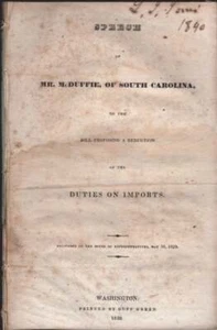 George McDuffie / Rede von Herrn McDuffie aus South Carolina auf der Rechnung 1. Auflage - Bild 1 von 1