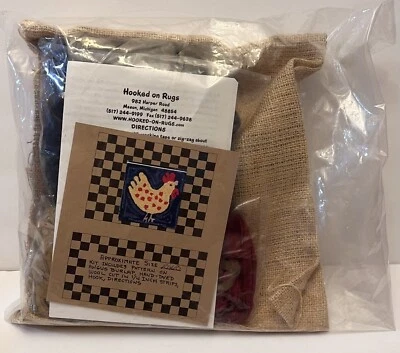 Country Chicken Hooked On Rugs Kit Canvas Pattern Hand Dyed Wool 10 X 10 - Image 1 of 4
