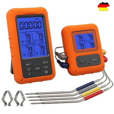 Digital Bratenthermometer Funk Grillthermometer Fleisch-Thermometer 4 Fühler - Bild 1 von 4