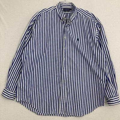 Ralph Lauren Golf Tilden Azul Blanco Rayas Preppy Manga Larga Con Botones XXL Foto 1 de 4