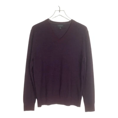 Suéter Banana Republic Para Hombre 100% Lana Merino Cuello en V Gris Granate Talla Mediana Foto 1 de 4