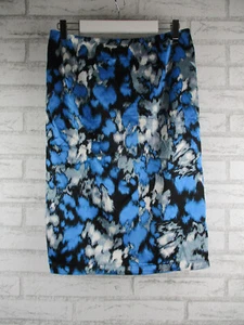 David Lawrence womens pencil skirt blue black silver print 10  - Picture 1 of 11