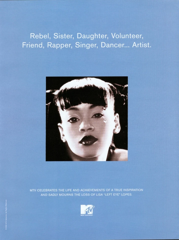 LISA LEFT EYE LOPES 2002 TLC PROMO COMERCIO ANUNCIO MTV 8,5x11 V668 Foto 1 de 1