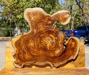 Teak BURL LUMBER Natural Slab Live Edge DIY Resin Epoxy Table Top Wood Work - Picture 1 of 13