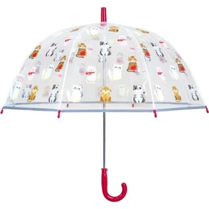 Boys Girls Children's See-Through Dome Umbrella - Cute Kitty Cats Design 049 - Picture 1 of 4