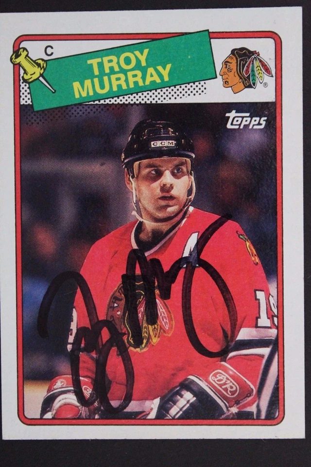 TROY MURRAY Chicago Black Hawks Autograph 1988 Topps #106 Signed Card JSA 16H  - Image 1 of 2