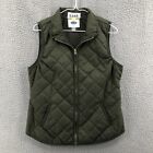 Old Navy Quilted Vest Jacket Full Zip Sleeveless Women's Small Olive Green 5345
