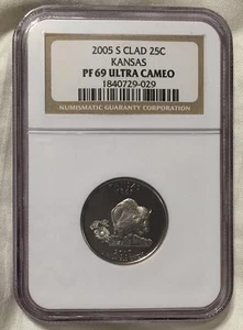  NGC CERTIFIED 2005-S CLAD QUARTER -KANSAS- PF69 ULTRA CAMEO - Picture 1 of 4