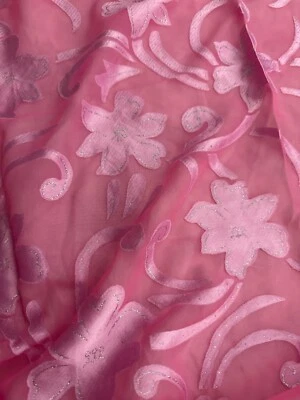 De colección Nuevo Rosa Seda Como Adornos 1 Yarda Tela Transparente 37"x 43" Floral Foto 1 de 4