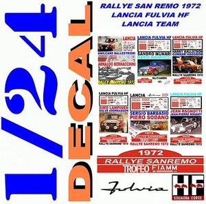 DECAL KIT 1/24 SET RALLYE SAN REMO 1972 LANCIA FULVIA HF LANCIA TEAM (04) - Picture 1 of 1