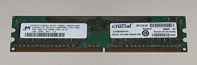 Crucial/Micron 1GB PC2-5300, DDR2-667 DIMM SDRAM/Memory CT12864AA667.8FG - Image 1 of 4