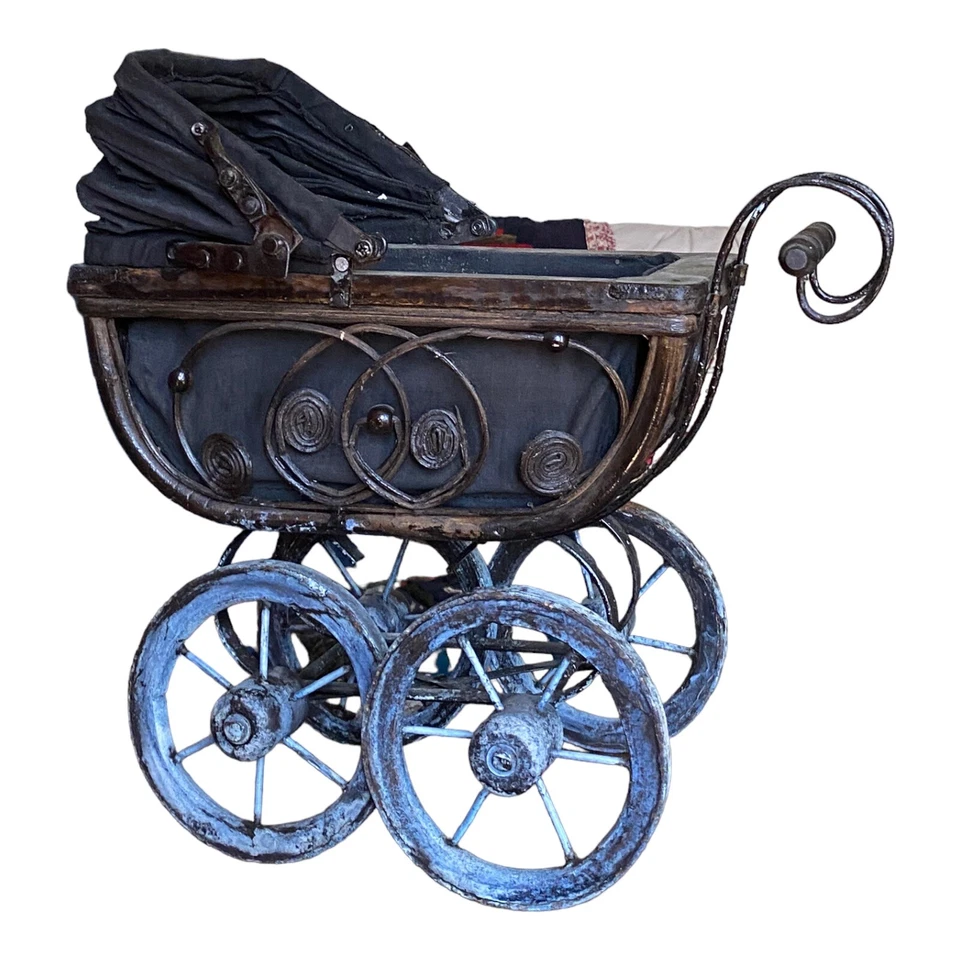 Victorian Doll Pram Baby Buggy Gothic Stroller Doll Flower Planter - Image 1 of 4