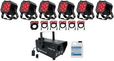 (6) American DJ MOD STQ Compact DMX Par Wash Lights w/Remote+Hazer+Fogger+Cables - Image 1 of 4