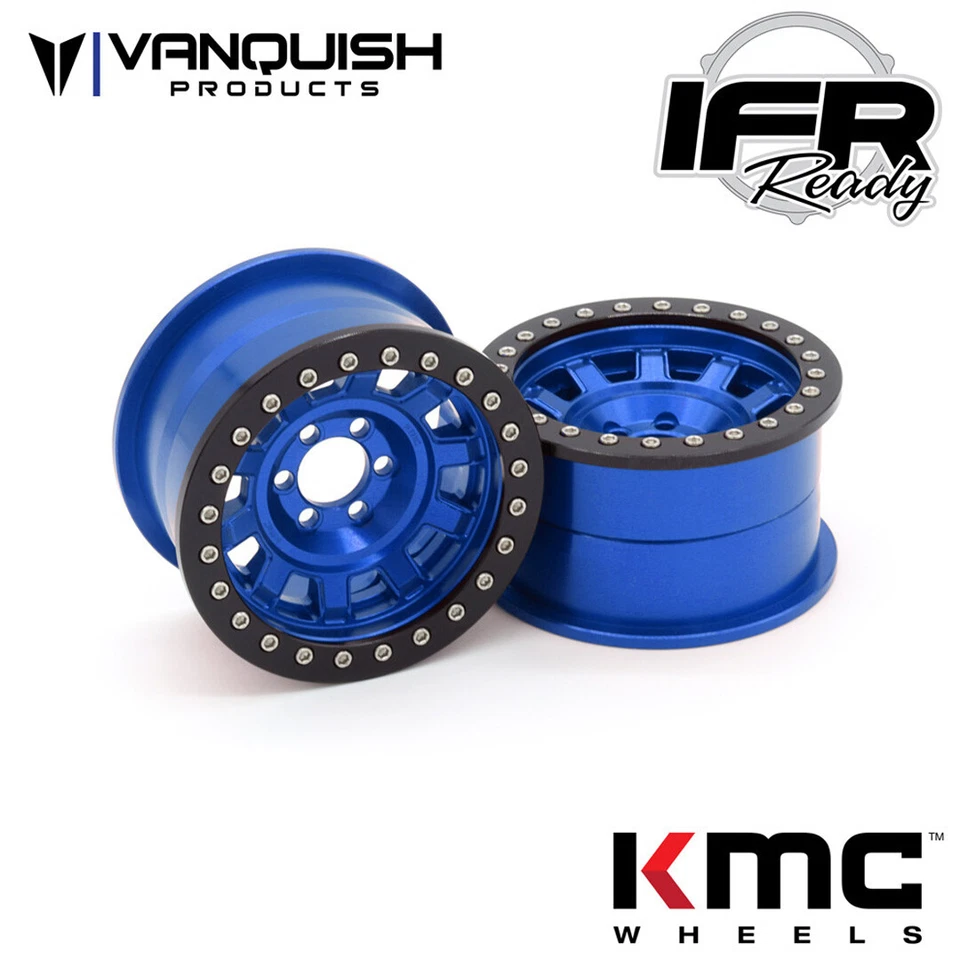 Vanquish VPS08705 2.2 Aluminum KMC KM236 Tank Blue Beadlock Wheels (2) - Image 1 of 1
