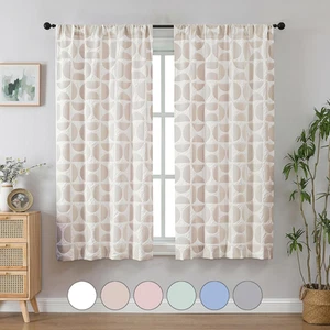 Taupe and White Curtains for Bedroom 63 Inch Length 2 Panels Set, Soft Airy 3D - Picture 1 of 9