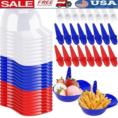 Paquete de 48 cuencos de casco de béisbol con cucharas helado bocadillo suministros de fiesta nuevos Foto 1 de 4