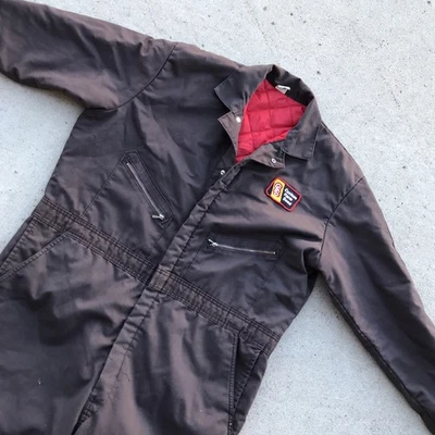 VINTAGE RED KAP QUILT LINED COVERALLS MEN XL USA MADE Brown Farmer Farm WORKWEAR - Image 1 of 4