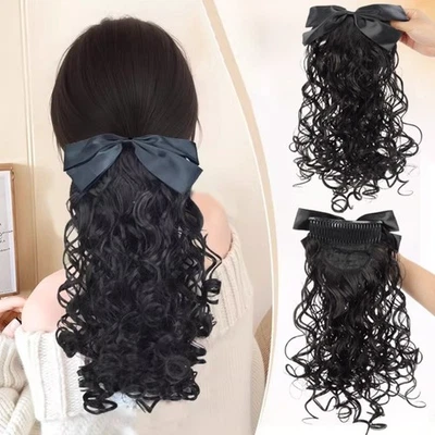 Retro Short Curly Ponytail Wig Comb Style Children Adult Wig Ponytail  Girls - Image 1 of 4