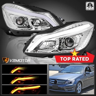 Fits 2012-2014 Mercedes-Benz W204 C250 C300 Projector Headlights LED Switchback - Imagem 1 de 4