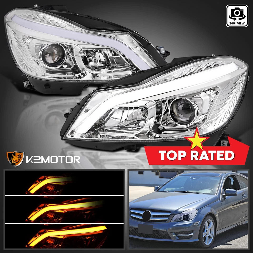 Fits 2012-2014 Mercedes-Benz W204 C250 C300 Projector Headlights LED Switchback - Изображение 1 из 4
