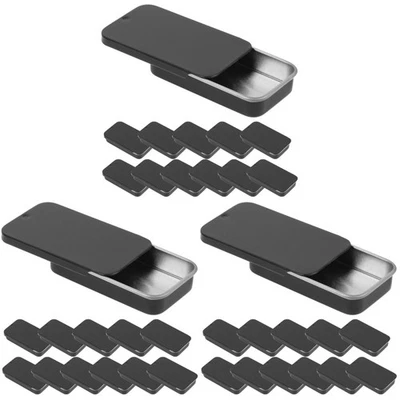  Set of 3 Small Box with Lid Black Storage Decorative Boxes Hinged Lids - Image 1 of 4