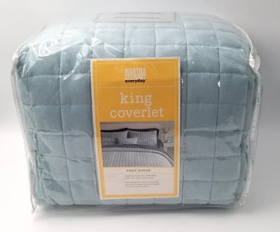 Vtg Martha Stewart everyday King Size Faux Suede Coverlet Color: Bright Sky New - Image 1 of 4