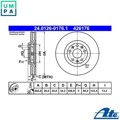 2x BRAKE DISC 24.0126-0176.1 FOR PEUGEOT RHH 2.0L 5FE /5FV 1.6L 4cyl RCZ - Image 1 of 4