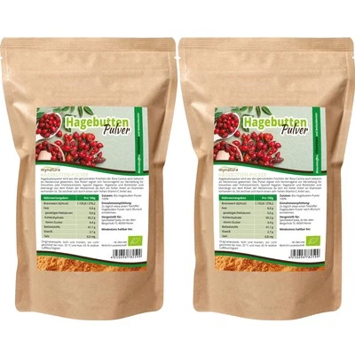 Mynatura Bio 100% Hagebuttenpulver Vitamin C  (2 x 1000g Beutel) - Bild 1 von 4