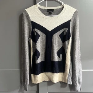 J.Crew Women Intarsia Colorblock Geometric Knit Sweater Medium Academia - Picture 1 of 5