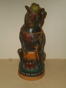 Vintage Matthias Girmscheid 1960 Figural Pottery Hunting Fox Beer Stein Germany - Picture 1 of 24